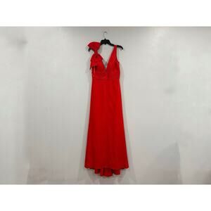 Mac Duggal 49454 Sleeveless V Neck Bow Detail Mermaid Gown Back Zip Sz 6 NEW